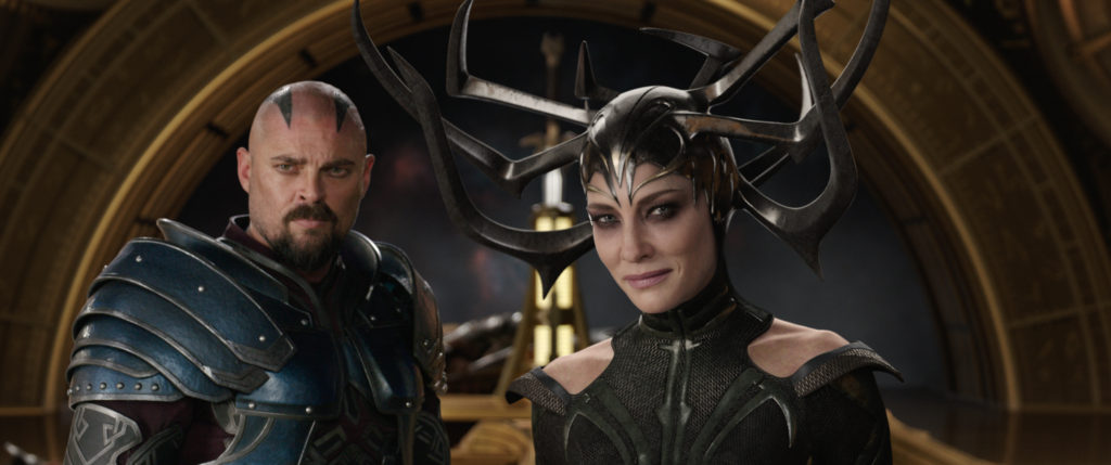 Karl Urban as The Executioner with Hela in Thor: Raganrok